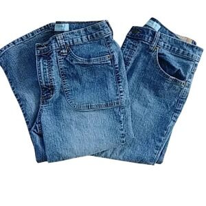 Duplex Womens Medium Wash Capri Denim Jeans Size‎ 8 Embroidered Y2K 2 Pairs
